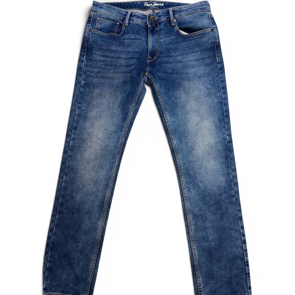 Pepe Jeans London Tapered Vapour Mens Jeans 34x31 Medium Blue Stretch Denim